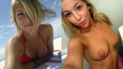 Jovencita rubia en selfie divino